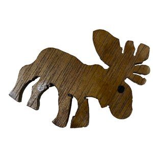 Moose Deer Vintage Wood Cutout Pin Brooch Animal Likeness